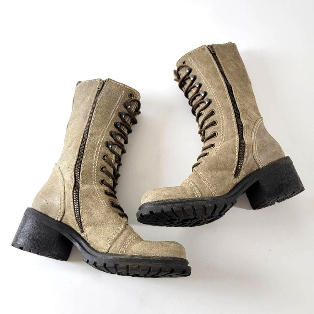 Vintage 90s Grunge Combat Chunky Platform Boots - 7 - Picture 3 of 12
